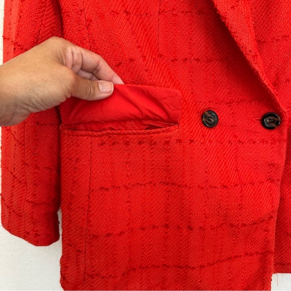 Ann Taylor Petite Tweed Double Breasted Blazer Vermillion Kiss Size 8P - Picture 8 of 12